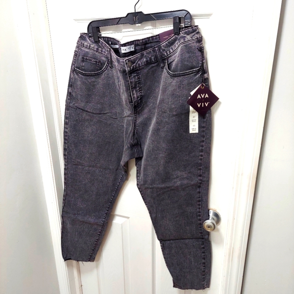 NWT Ava & Viv Black Acid Wash Skinny Stretch Plus Size Jeans Size 20